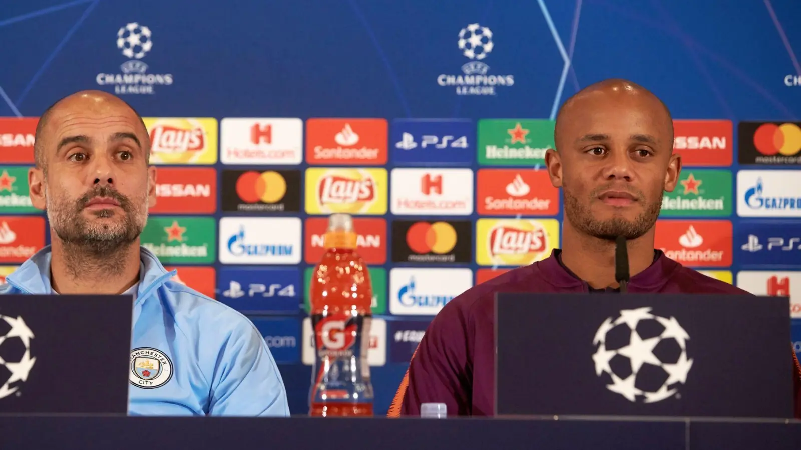 Kommt es in der Königsklasse zum Wiedersehen von Starcoach Pep Guardiola mit seinem einstigen Spieler Vincent Kompany? (Foto: Thomas Frey/dpa)