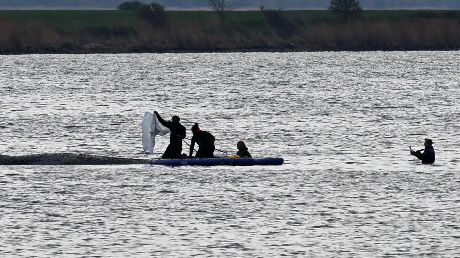 Die Bemühungen um den gestrandeten Wal gehen weiter. (Foto: Bernd Wüstneck/dpa)