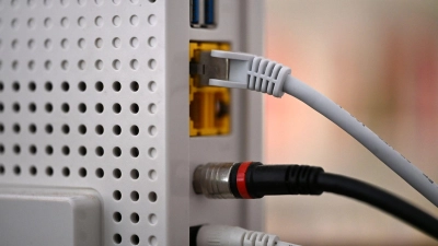Ein LAN-Kabel in einem Router - mancherorts sind die Internetverbindungen besser geworden.  (Foto: Wolf von Dewitz/dpa)