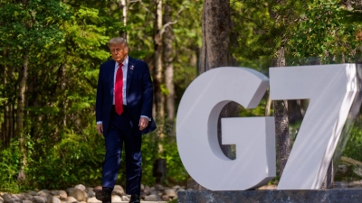 US-Präsident Trump und die Europäer liegen beim Thema Russland-Sanktionen weit auseinander. (Foto: Michael Kappeler/dpa-Pool/dpa)