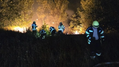 Am Mittwochabend rückte die Feuerwehr nach Hagenbüchach zu einem Bahndamm-Brand aus. (Foto: Feuerwehr Hagenbüchach)