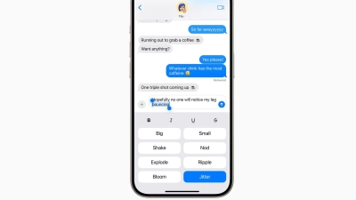 Zittern ist nur einer von vielen Spezialeffekten, die sich zusätzlich ab iOS18 in iMessage nutzen lassen. (Foto: Apple Inc./dpa-tmn)