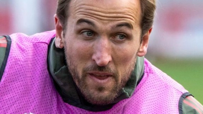 Ausgeruht und bereit für das große Spiel: Harry Kane beim Bayern-Training. (Foto: Peter Kneffel/dpa)