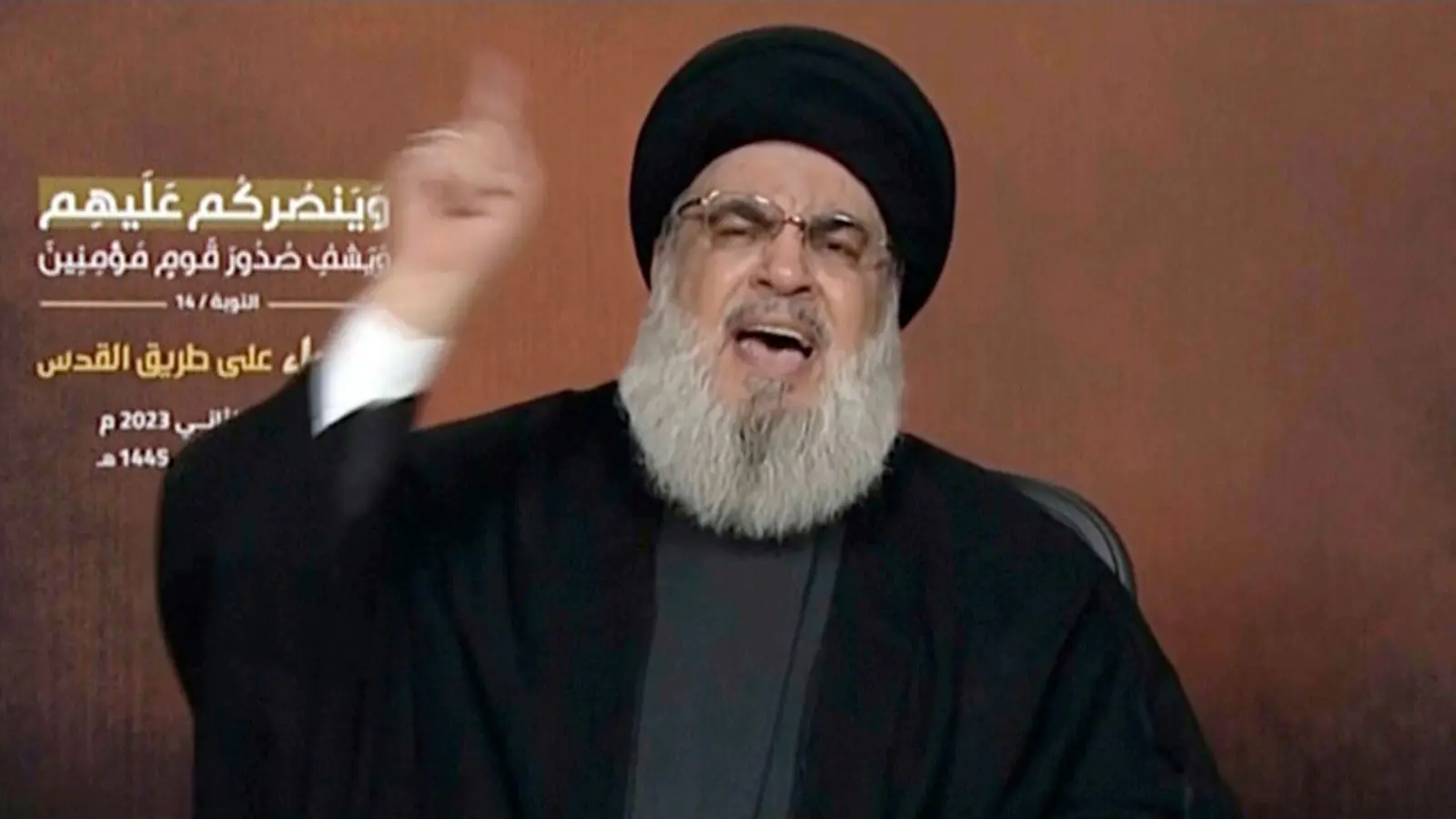 Hisbollah-Führer Hassan Nasrallah droht Israel mit Vergeltung. (Foto: Uncredited/AP/dpa)