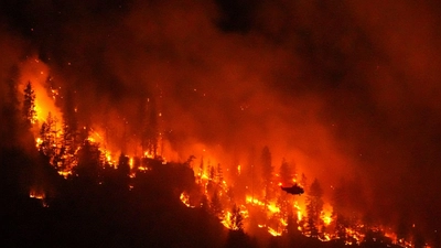 Mit einer sich erhöhenden Ausbreitungsgeschwindigkeit nimmt auch die Intensität der Feuer zu. (Foto: Darryl Dyck/The Canadian Press via AP/dpa)