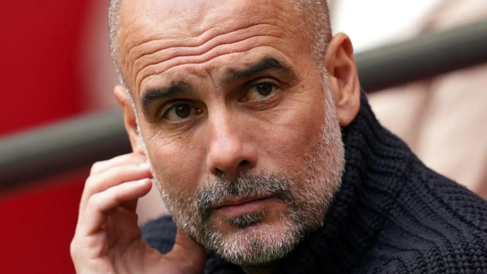 Pep Guardiola, Trainer von Manchester City, vor dem Spiel. (Foto: Adam Davy/PA Wire/dpa)