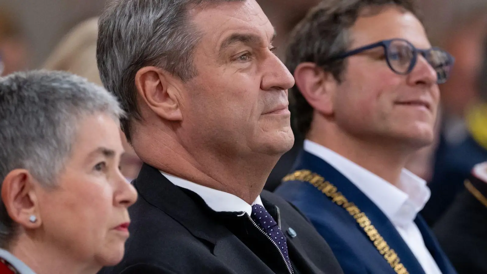 Prominente Gäste waren kurz vor der Eröffnung des Katholikentags in der Würzburger Residenz zusammengekommen.  (Foto: Sven Hoppe/dpa)