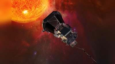 Die Computergrafik zeigt die „Parker Solar Probe“-Sonde der US-Raumfahrtbehörde Nasa auf dem Weg zur Sonne. (Foto: Johns Hopkins University Applied Physics Laboratory/Nasa/dpa)