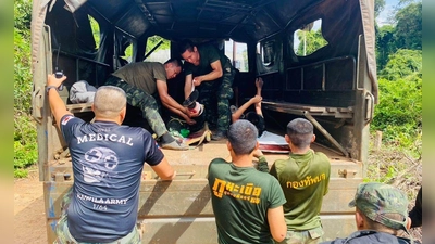 Bei der Explosion einer Landmine wurden vier thailändische Soldaten verletzt. (Foto: Uncredited/Royal Thai Army/AP/dpa)