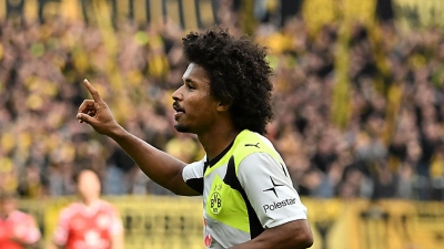 Karim Adeyemi hatte zuletzt viel Grund zur Freude. (Foto: Torsten Silz/dpa)