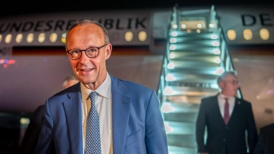 Zu Besuch bei Trump: Kanzler Merz in Washington. (Foto: Michael Kappeler/dpa)