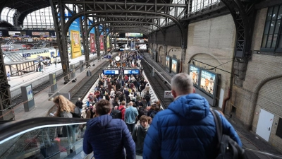 Fahrgäste warten im Hauptbahnhof Hamburg. (Foto: Marcus Brandt/dpa)