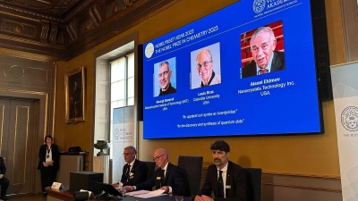 Der Nobelpreis für Chemie geht in diesem Jahr an Moungi Bawendi, Louis Brus und Alexei Ekimov für die Entdeckung und Entwicklung von sogenannten Quantenpunkten. (Foto: Steffen Trumpf/dpa)