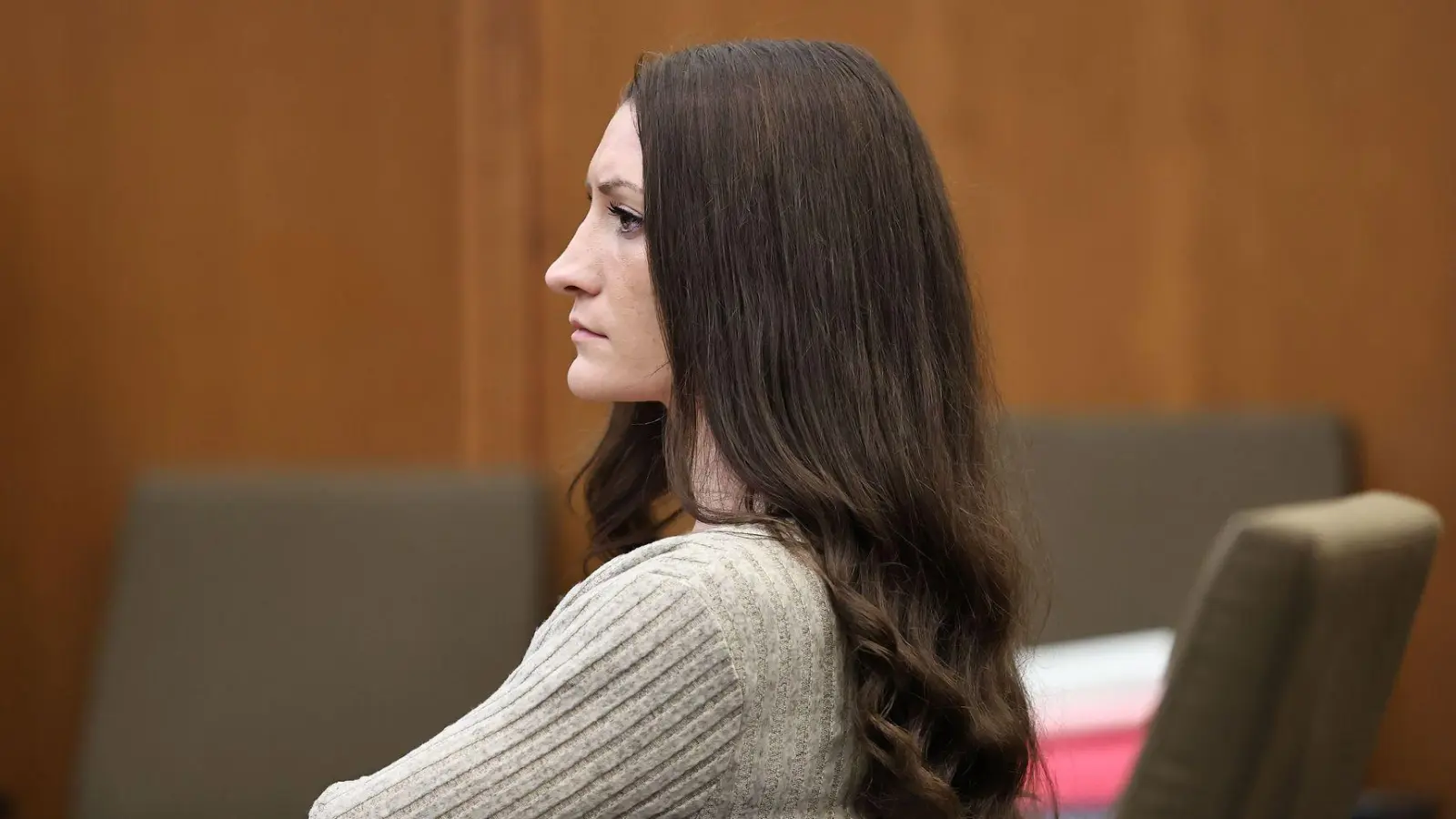Lindsay C. steht wegen der Tötung ihrer drei kleinen Kinder vor Gericht. (Foto: Greg Derr/Pool The Patriot Ledger/AP/dpa)