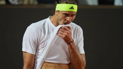 Aus in Rom: Alexander Zverev scheitert im Viertelfinale. (Foto: Alessandra Tarantino/AP/dpa)