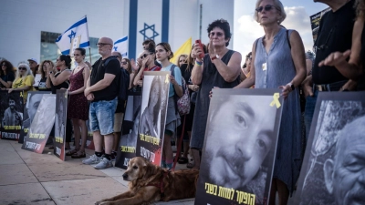 Immer wieder fordern Demonstranten in Israel die Freilassung der Geiseln. (Archivbild) (Foto: Ilia Yefimovich/dpa)