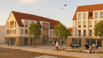 So könnte es einmal aussehen: die Gestaltung des sozialen Quartiers in der Heinrich-Brandt-Straße schreitet immer weiter voran.  (Grafik: Högner Baugesellschaft)