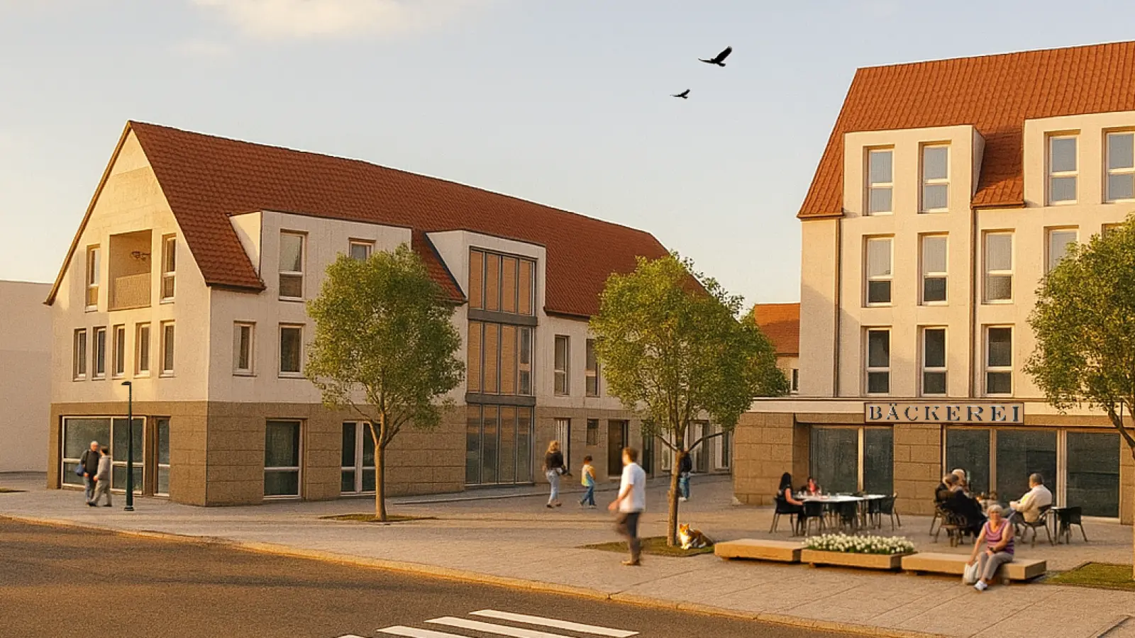 So könnte es einmal aussehen: die Gestaltung des sozialen Quartiers in der Heinrich-Brandt-Straße schreitet immer weiter voran.  (Grafik: Högner Baugesellschaft)