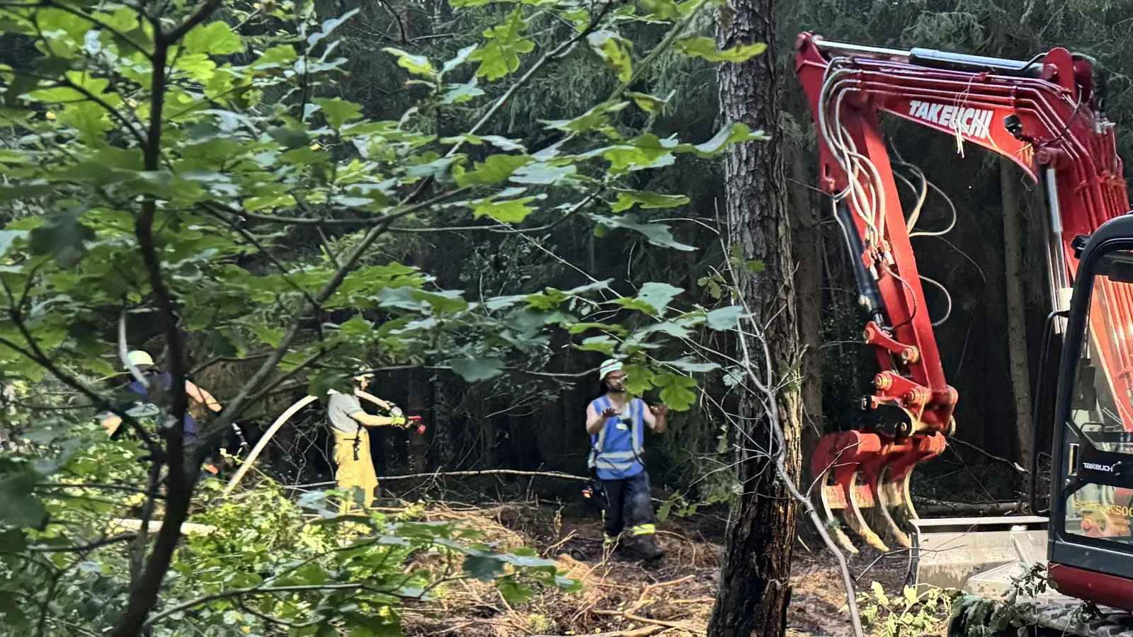 Um den Waldbrand zu bekämpfen, forderte man sogar einen Bagger an. (Foto: Oliver Herbst)