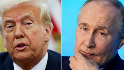 Donald Trump und Wladimir Putin wollen sich laut Trump erneut per Telefon direkt austauschen. (Archivbild) (Foto: Pavel Bednyakov/AP/AP/dpa)