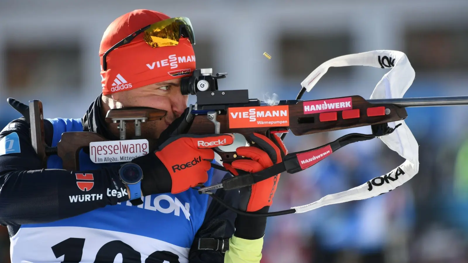 Philipp Nawrath aus Deutschland beim Schießen. (Foto: Christian Einecke/dpa)