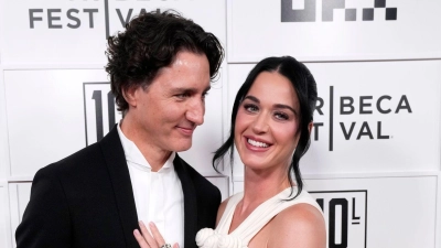 Popstar Katy Perry (41) hat sich bei der Premiere ihres neuen Films erstmals mit ihrem Partner, dem früheren kanadischen Premierminister Justin Trudeau (54), auf dem roten Teppich gezeigt.  (Foto: Charles Sykes/Invision/AP/dpa)