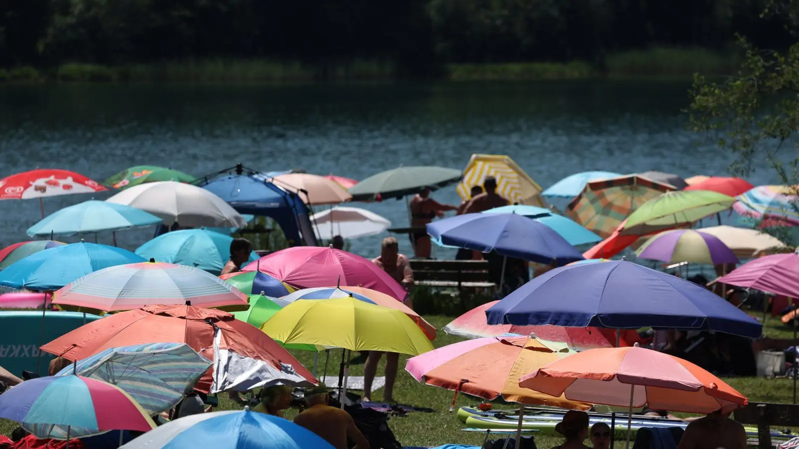 Am Samstag stiegen die Temperaturen mancherorts über 40 Grad in Bayern.  (Foto: Karl-Josef Hildenbrand/dpa)