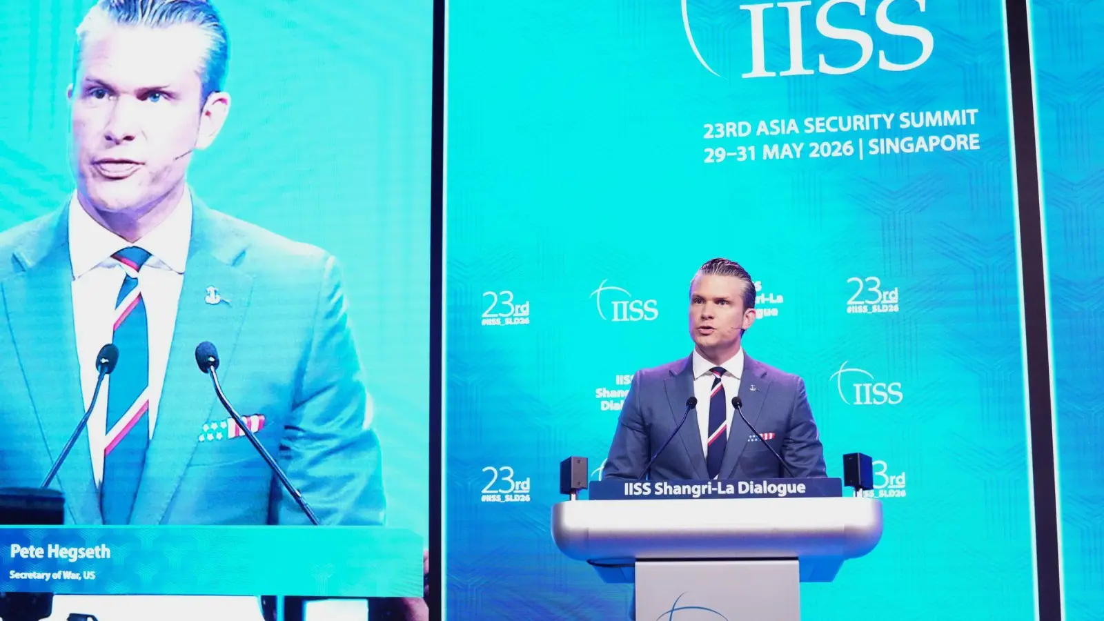 Hegseth hat Europa in Singapur scharf kritisiert. (Foto: Achmad Ibrahim/AP/dpa)