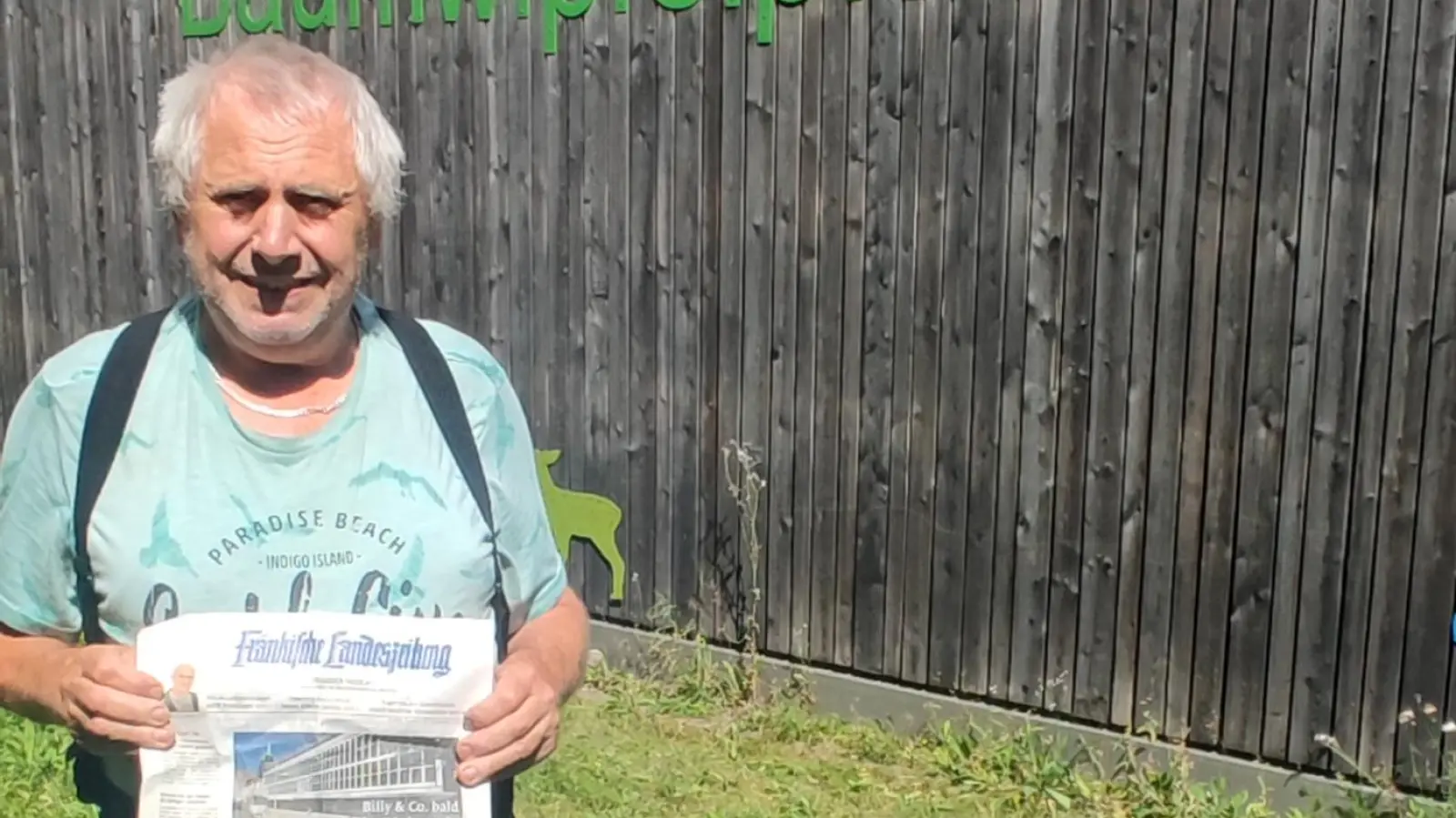 Mit der FLZ unterwegs: Thomas Brunner aus Colmberg besuchte den Baumwipfelpfad im Steigerwald und hatte die FLZ dabei. (Foto: Thomas Brunner)