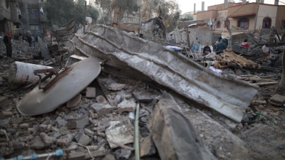 Zerstörungen nach Angriff in Al-Bureidsch. (Archivbild) (Foto: Marwan Dawood/XinHua/dpa)