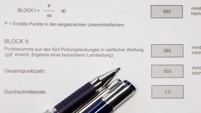 Mit 2,25 lag der landesweite Durchschnitt der Abiturnoten in Bayern in diesem Jahr etwas schlechter als 2023. (Symbolbild)  (Foto: Jens Büttner/dpa-Zentralbild/dpa)