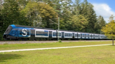 Simulation der neuen Müncher S-Bahn. Die Züge sollen ab 2028 eingesetzt werden. (Foto: -/BEG/ Neomind GmbH/dpa)