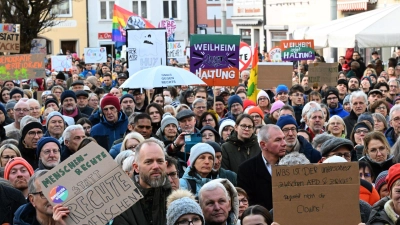 Eine Demonstration für Demokratie - und gegen Rechtspopulismus. (Foto: Felix Hörhager/dpa)