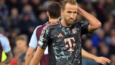 Verlor mit den Bayern am Mittwoch bei Aston Villa: Stürmerstar Harry Kane. (Foto: Peter Kneffel/dpa)