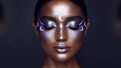 Silber- und Blautöne sowie feine Sternen- und Mondmotive verleihen dem Look eine mystische Ausstrahlung. (Foto: Lukas Wythe/dpa-tmn)