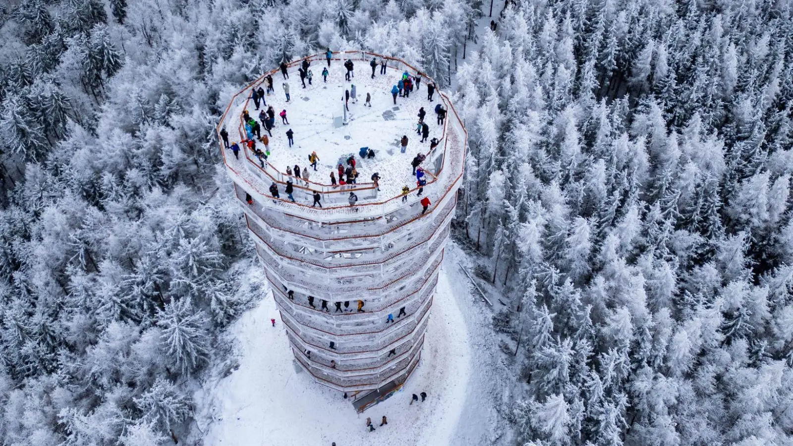 Hoch hinaus: Der neue Aussichtsturm steht auf dem Großen Wildberg (Dzikowiec Wielki) und ist zu Fuß oder über einen Sessellift erreichbar.  (Foto: Bezirksamt in Wałbrzych/dpa-tmn)