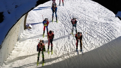 In Hochfilzen fand das zweite Staffelrennen des Olympia-Winters statt. (Foto: Matthias Schrader/AP/dpa)