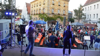 Der Marktplatz in Wassertrüdingen war beim Altstadtgenuss am Samstag gut frequentiert. (Foto: Peter Tippl)