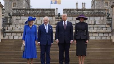Beim Staatsbesuch der Trumps hatte Prinz Andrew seine Titel noch.  (Foto: Andrew Matthews/PA Wire/dpa)