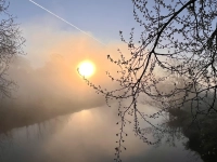 Erste Sonnenstrahlen - gesehen an der Wörnitz bei Neustädtlein (Foto: Karin Mahler)
