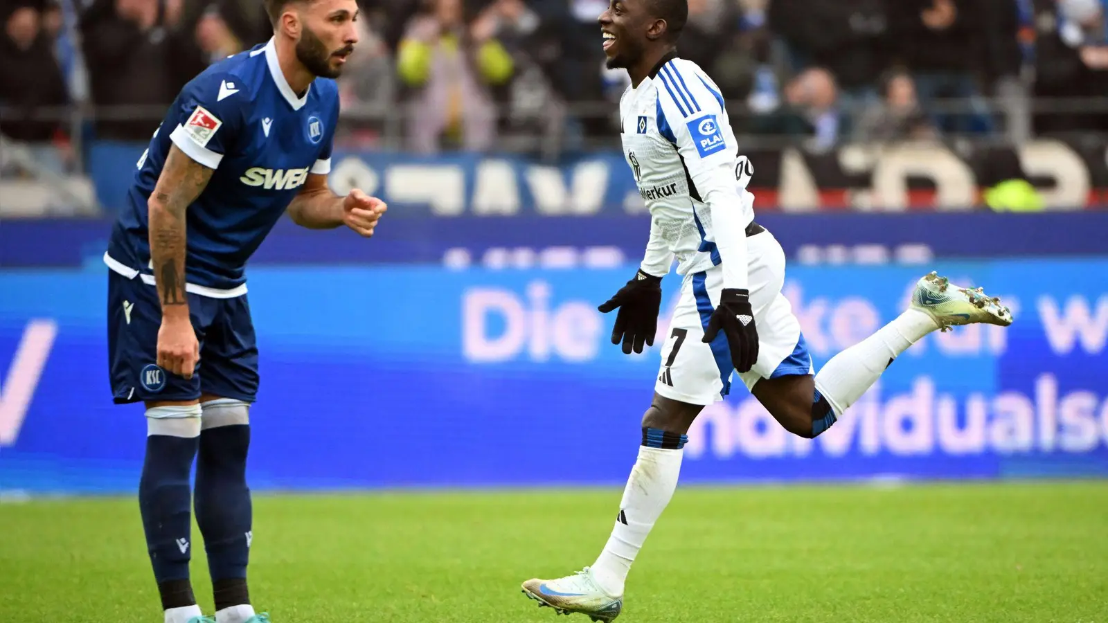 HSV-Torschütze Jean-Luc Dompe. (Foto: Uli Deck/dpa)