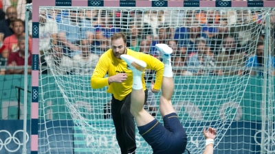 DHB-Schluss Andreas Wolff glänzt im Spiel gegen Schweden. (Foto: Marcus BrandtŽ/dpa)