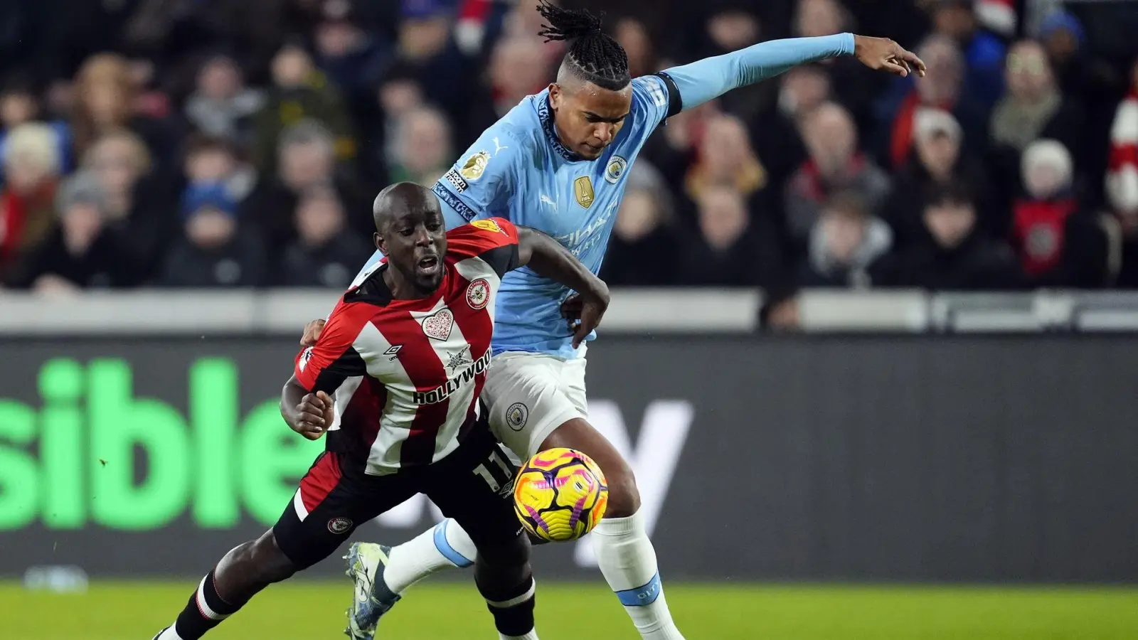 Manchester City kam beim FC Brentford nicht über ein 2:2 hinaus. (Foto: Nick Potts/PA Wire/dpa)