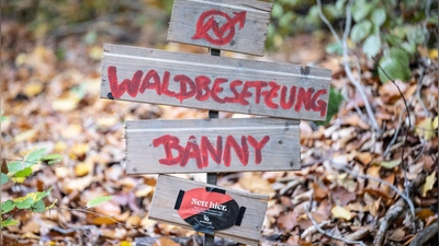 Waldbesetzung gegen Kiesabbau (Foto: Boris Roessler/dpa)
