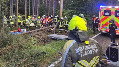 Zahlreiche Einsatzkräfte retteten den eingeklemmten Fahrer bei Hohholz möglichst schonend aus seinem Auto. (Foto: Rainer Weiskirchen)