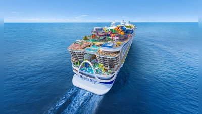 365 Meter lang und Platz für mehr als 5.600 Passagiere: Die „Hero of the Seas“ soll im August 2027 erstmals in See stechen. (Foto: Royal Caribbean International/dpa-tmn)