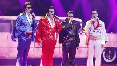 Im Jahr 2025 begeisterte Viva Voce als vierfacher Elvis bei der „Fastnacht in Franken”. Wie das Quartett heuer auftritt, darf noch nicht verraten werden. (Archivbild: Reinhard Zichy)