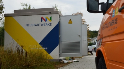 An einem Trafo der NeuStadtWerke ist es zu Problemen gekommen. Am Dienstagnachmittag liefen bereits die Reparaturarbeiten. (Foto: Franz Steinlein (f.steinlein@flz.de))