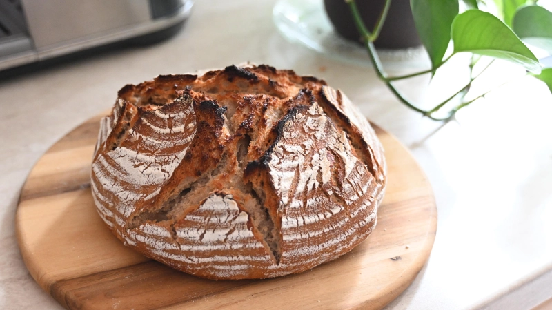 Nach dem Weiß-Prinzip hat Redakteurin Luca Paul ihr Sauerteig-Brot zu Hause angemischt. Das heißt: mit einer Tasse anstatt Waage.  (Foto: Luca Paul)