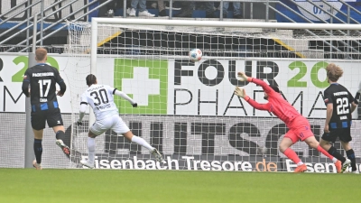 Blitzstart für Münster zum 1:0. (Foto: Swen Pförtner/dpa)